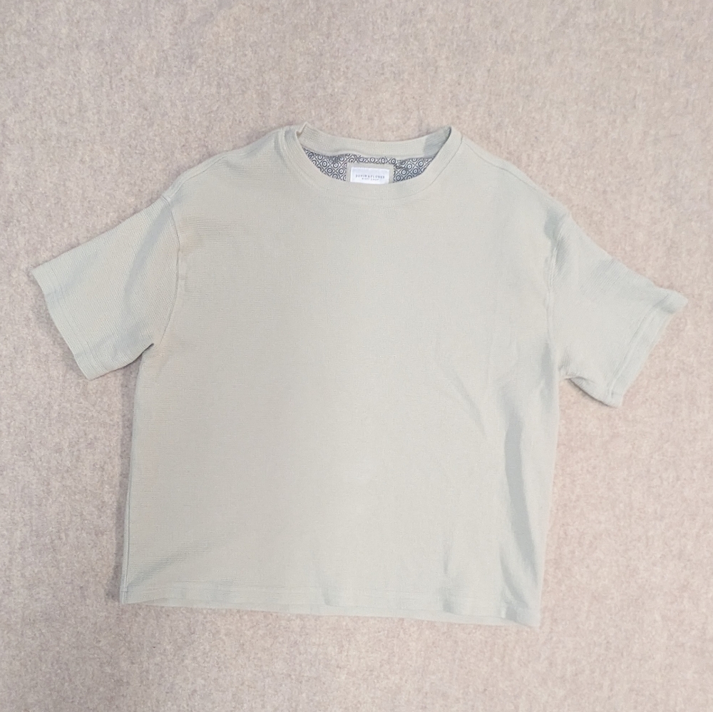 Cotton Waffle Knit Relaxed Fit Boxy Men's T Shirt From Denim & Flower Size XL